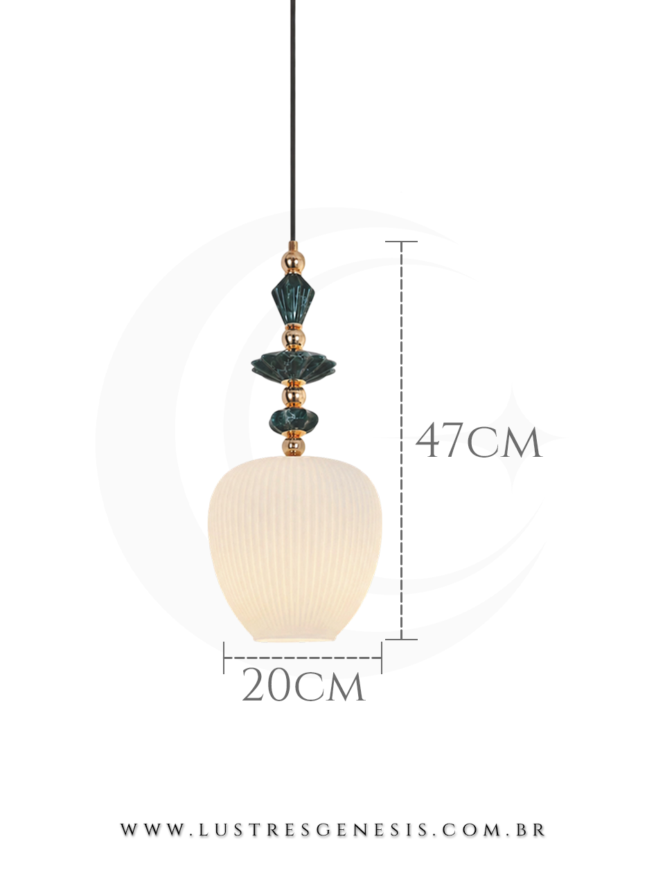 Pendente Escandinava Dourado com Cer&acirc;mica Para Quarto, Bancada Gourmet e Cabeceira de Cama